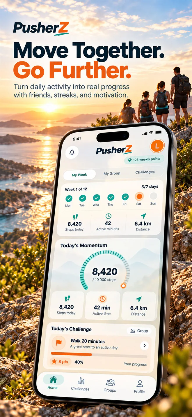 PusherZ main screen